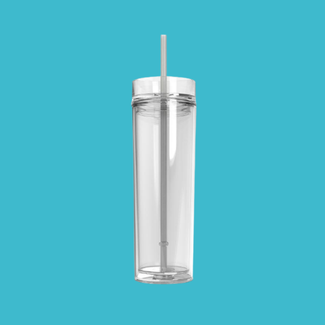 Double Wall Clear Acrylic Skinny Tumblers with Lids and Straws